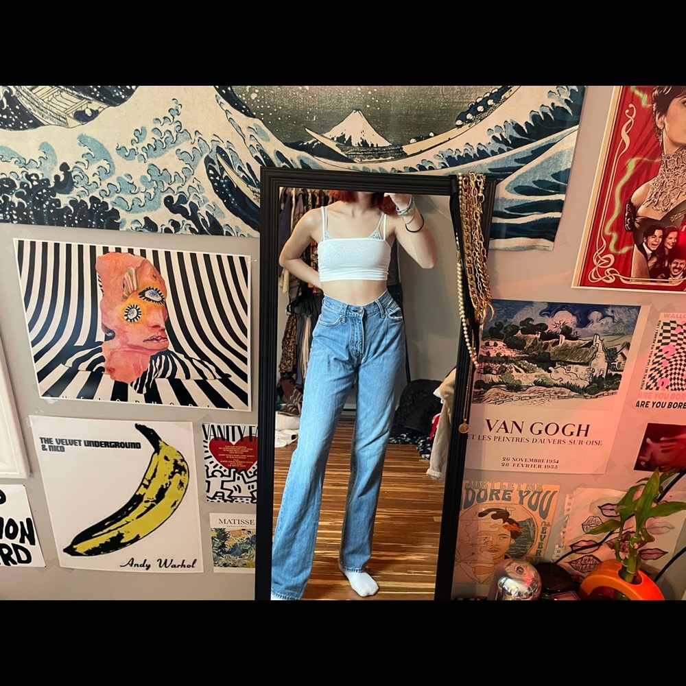 Lower rise American eagle jeans.